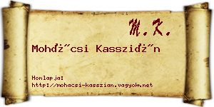 Mohácsi Kasszián névjegykártya